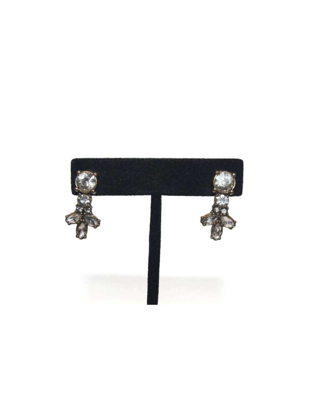 Vintage Gold Tone and Clear Rhinestones Stud Earrings.